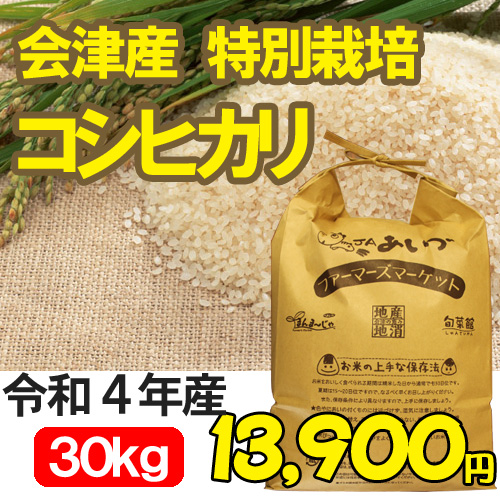 令和4年 会津コシヒカリ 30kg - 米/穀物